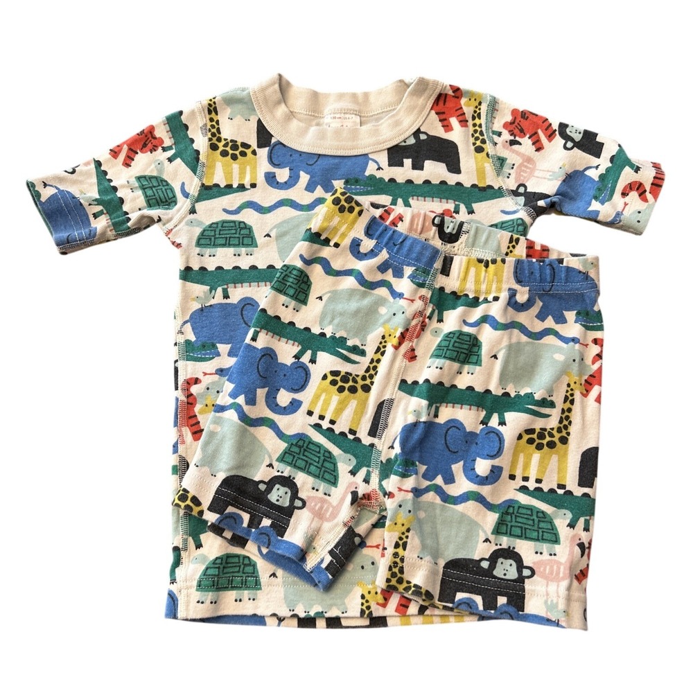 Hanna Andersson Pajamas Size 6-7 Animal Print  Organic Cotton 2 pc Set